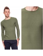 Wrangler Pulover Barbati - Model PIQUE CREW KNIT - Croiala Slim Fit - Tricot Respirabil Din Bumbac - Moale Si Usor De Purtat - Marimea 2XL - Verde