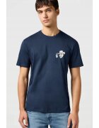 Wrangler Tricou barbati - SMALL GRAPHIC TEE - bleumarin - bumbac - maneca scurta - croiala regular fit