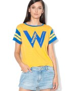 Wrangler Tricou crop din amestec de modal - Galben/Albastru