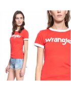 Wrangler Tricou Dama - Ss Ringer Tee - Rosu - Compozitie Material: 100% Bumbac - Croi: Regular Fit - Inchidere: Fara - 1 Bucata - Rosu