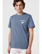 Wrangler Tricou de barbati - GRAPHIC TEE - bumbac - albastru - maneca scurta
