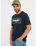 Wrangler Tricou regular fit cu imprimeu logo - Negru/Alb optic