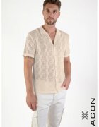 XAGON Camasa regular fit cu perforatii cu inchidere prin nasturi - Bej