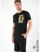 XAGON Tricou cu buzunar frontal cu animal print - Negru