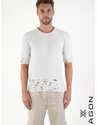 XAGON Tricou regular fit cu detalii damage la mâneci și talie - Alb