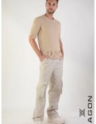 XAGON Tricou regular fit cu detalii damage la mâneci și talie - Bej