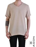 XAGON Tricou regular fit cu guler în V și aspect texturat - Bej