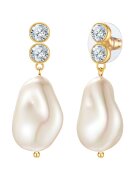 Yokoamii Cercei de aur de 14K filat cu perle si zirconia - Auriu