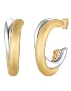 Yokoamii Cercei rotunzi placati cu aur de 14K - cu model in doua nuante - Auriu/Argintiu