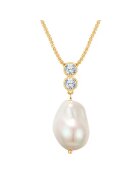 Yokoamii Colier de aur de 14K filat - cu zirconia si perle - Auriu