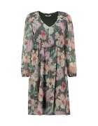 Zabaione Rochie midi cu decolteu rotund si model floral - Roz pastel/Piersica/Verde feriga