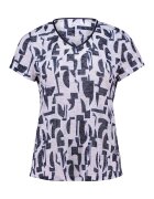 Zabaione Tricou cu decolteu in V si model - Albastru ultramarin/Alb murdar