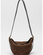 Zadig&Voltaire Geanta crossbody de piele intoarsa Baby Jane - Maro inchis