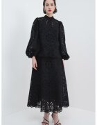 ZIMMERMANN Bluza brodata cu guler scurt - Negru/Transparent