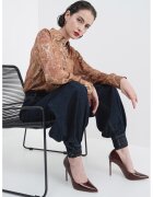ZIMMERMANN Camasa lejera de matase cu maneci lungi - Verde/Roz pastel/Maro deschis