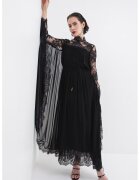 ZIMMERMANN Rochie cu garnituri de dantela si maneci liliac - Negru/Transparent