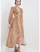 ZIMMERMANN Rochie de in cu animal print - Maro inchis/Maro deschis