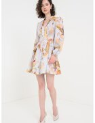 ZIMMERMANN Rochie de in cu croiala A si decolteu in V - Albastru pastel/Coral/Verde deschis