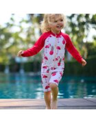Zipster Costum de baie cu protectie solara UPF 50+ - - Swimster Flamingo - Rosu si Alb - pentru fetite - 3-4 ani - Rosu