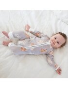 Zipster Pijamale lungi din bambus cu fermoar reversibil - - Bunny Rabbit - Gri cu model Iepurasi - pentru fetite si baietei - Gri