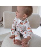 Zipster Pijamale lungi din bambus cu fermoar reversibil - - FireTruck - Alb cu Portocaliu - pentru baieti