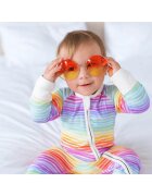 Zipster Pijamale lungi din bambus cu fermoar reversibil - - Rainbow - Multicolor - pentru fetite