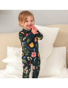 Zipster Pijamale lungi din bambus cu fermoar reversibil - - WildFlower - Verde Inchis - pentru fetite