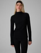 4F Bluză cu mânecă lungă slim din tricot reiat pentru femei - neagră M