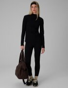 4F Bluză cu mânecă lungă slim din tricot reiat pentru femei - neagră M
