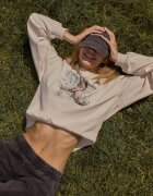4F Bluză de trening regular fără glugă pentru femei - crem S