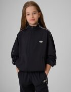 4F Bluză sport loose fără glugă pentru fete - neagră 122/128 (6-8 ani)