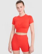 4F Crop-top de antrenament slim fără cusături pentru femei - roșu M/L