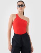 4F Crop-top slim cu o bretea asimetrică pentru femei - roșu XS
