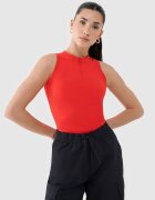 4F Crop-top slim pentru femei - roșu XS