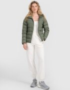 4F Geacă din puf cu umplutură naturală pentru femei - verde măsliniu/kaki XL