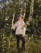 4F Polar regular cu glugă pentru fată - crem 146