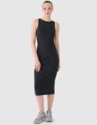 4F Rochie din tricot striat pentru femei - neagră XS