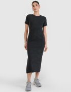 4F Rochie midi din tricot striat pentru femei - neagră XS