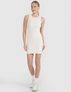 4F Rochie mini din tricot striat pentru femei - albă XL