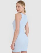 4F Rochie mini din tricot striat pentru femei - albastră XS