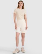 4F Șort de trening din tricot structural pentru femei - crem XS