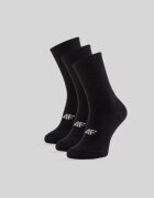 4F Șosete lungi (3-pack) pentru bărbați - negre 43-46