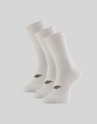 4F Șosete lungi (3-pack) pentru femei - albe 35-38