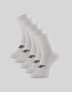 4F Șosete lungi (5-pack) pentru băieți - albe 32-34