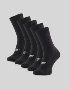 4F Șosete lungi (5-pack) pentru băieți - negre 35-37