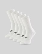4F Șosete lungi (5-pack) pentru bărbați - albe 39-42