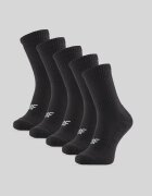 4F Șosete lungi (5-pack) pentru femei - negre 35-38