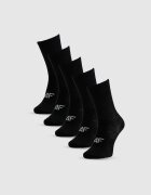 4F Șosete lungi (pachet de 5) pentru fete - negre 35-37