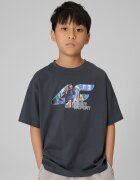 4F T-shirt loose cu imprimeu pentru băieți - 122/128 (6-8 ani)