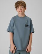 4F T-shirt regular cu imprimeu băieți - turcoaz 134/140 (8-10 ani)